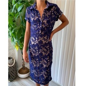 New BEST SOCIETY purple nude crochet dress small